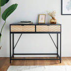 Black Modern Console Table, set in a model home.