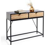 Black Modern Console Table, white background.