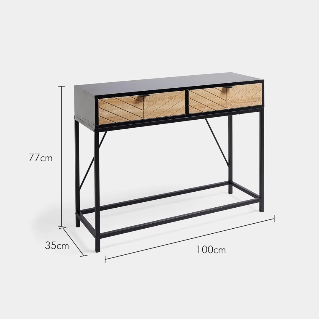 Black Modern Console Table, dimensions.