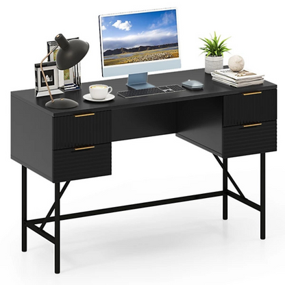 Black Modern Home Office Desk, white background.
