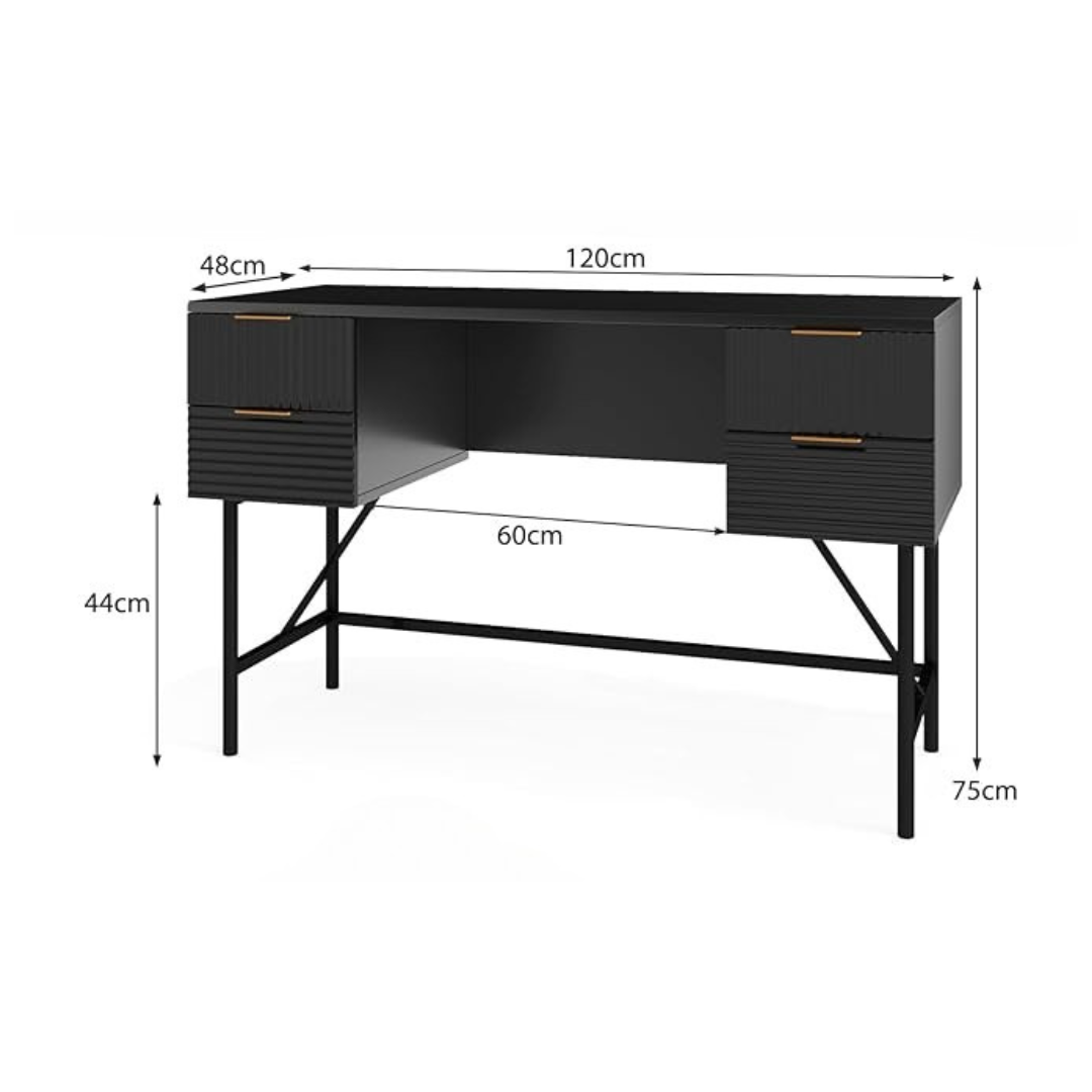 Black Modern Home Office Desk, dimensions.