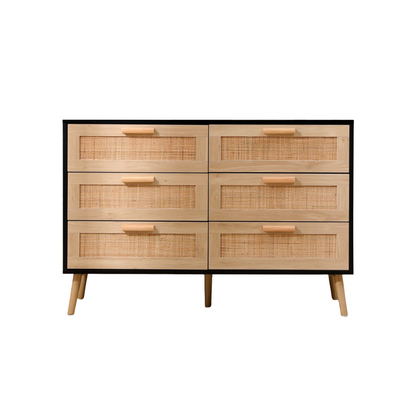Black Six Drawer Woven Chest Of Drawers
