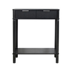 Black Traditional Hallway Table With Storage, white background, front view.