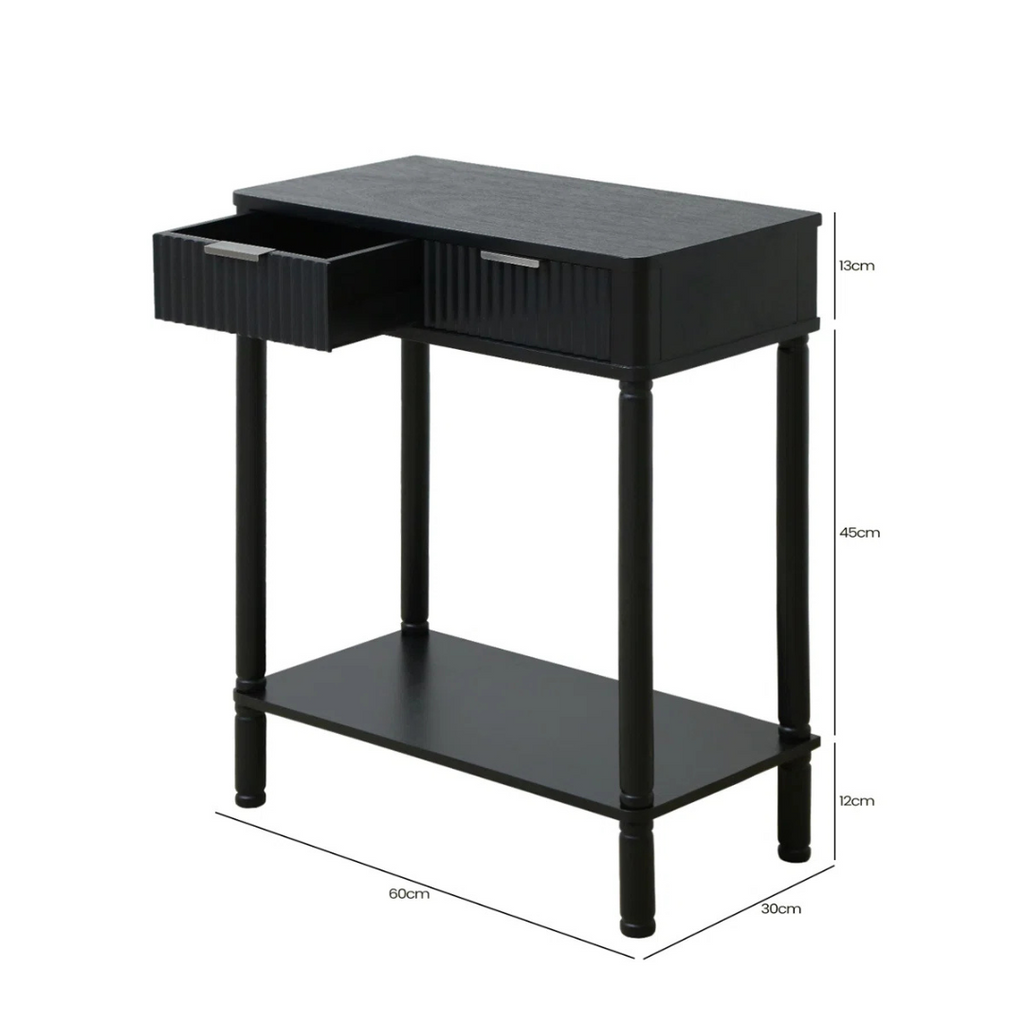 Black Traditional Hallway Table With Storage, dimensions.