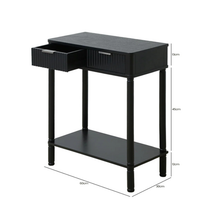 Black Traditional Hallway Table With Storage, dimensions.