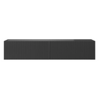 Black Wood Paneling Floating Wall Mounted TV Unit