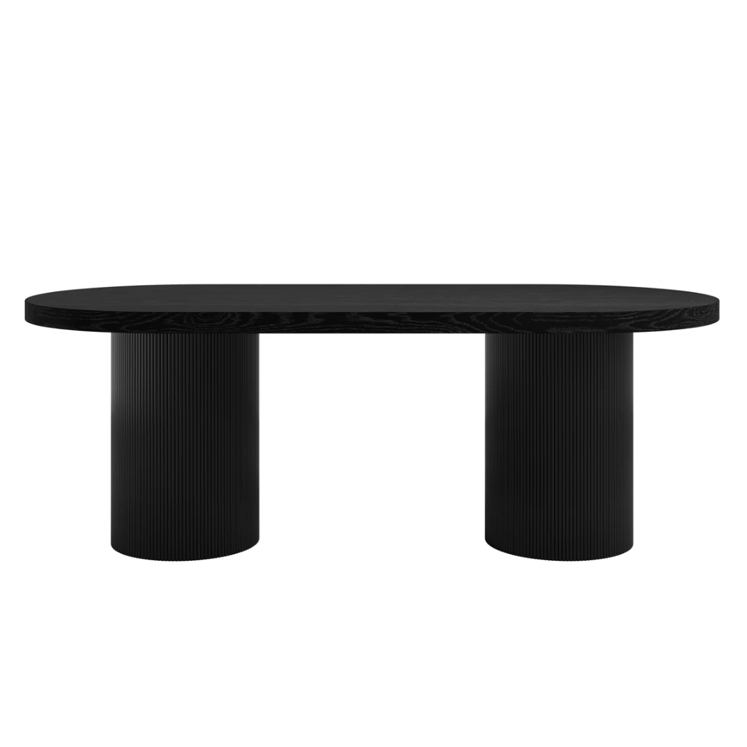 Black Wooden Oval Dining Tables For 6