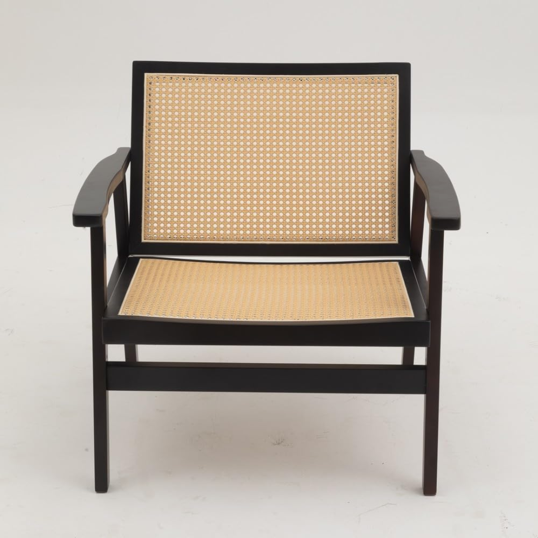 Black Lounge Accent Chair Rattan