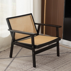 Black Lounge Accent Chair Rattan styled in a mid century lounge