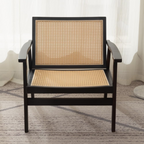 Black Lounge Accent Chair Rattan front view