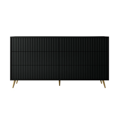 Fluted Wide Black Bedroom Drawers