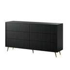 Fluted Wide Black Bedroom Drawers