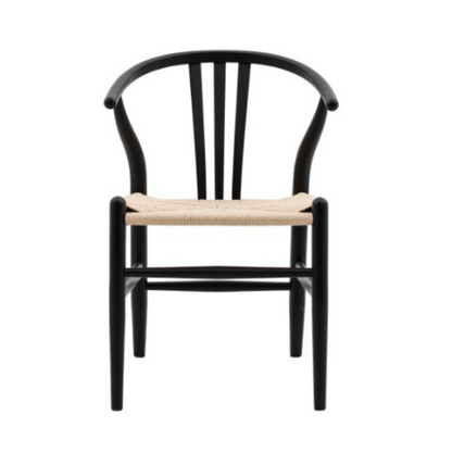 Black Woven Wishbone Dining Chairs