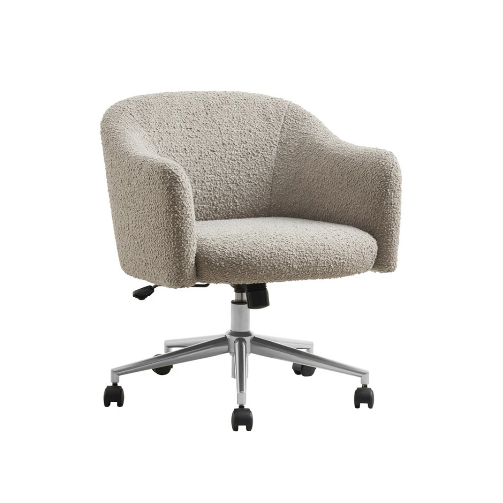 Beige textured office chair on a white background