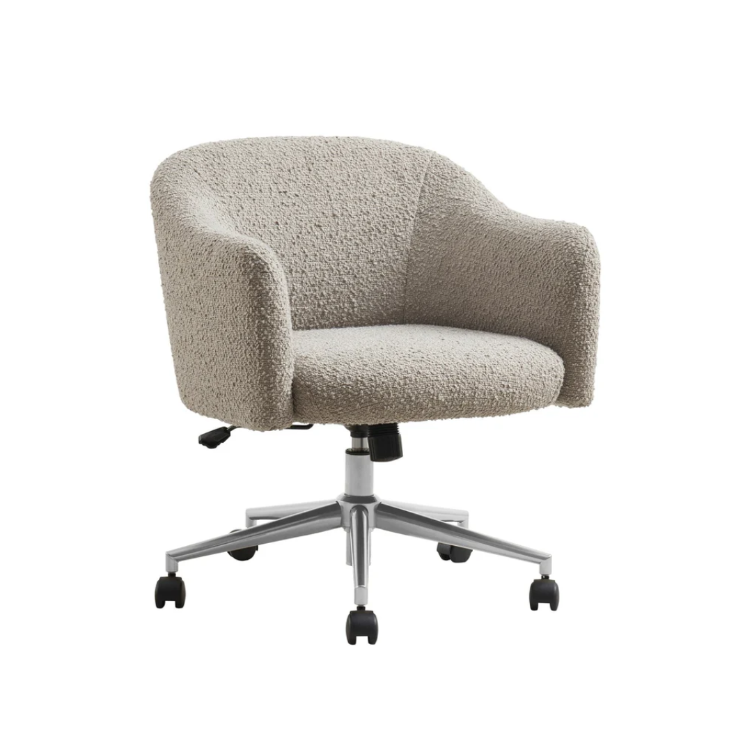 Beige textured office chair on a white background