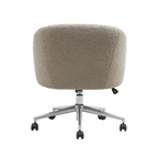 Beige office chair with a textured seat and metallic base on a white background