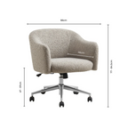 Beige office chair with dimensions labeled on a white background