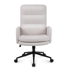Boucle cream office chairs With Wheels