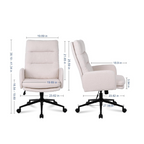 Boucle cream office chairs With Wheels