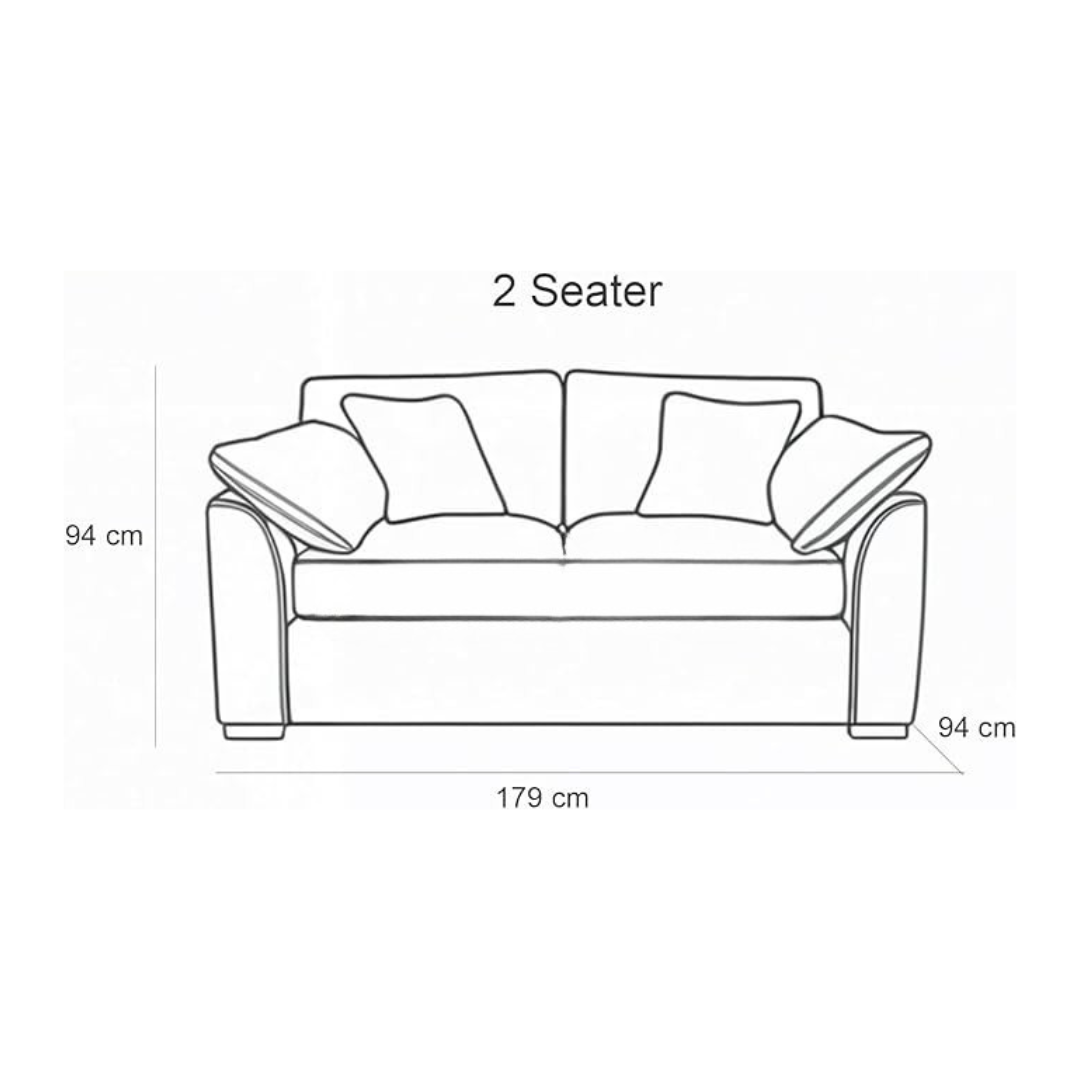 Brown Suede Leather Mid Century 2 Seater Sofa, dimensions