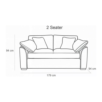 Brown Suede Leather Mid Century 2 Seater Sofa, dimensions