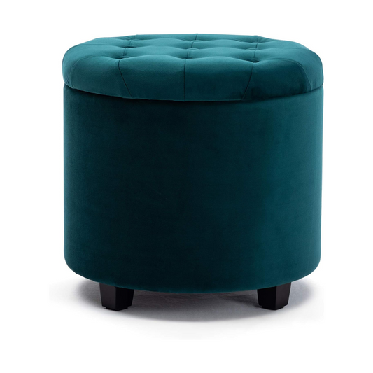 Chesterfield Velvet Ottoman With Storage, teal.