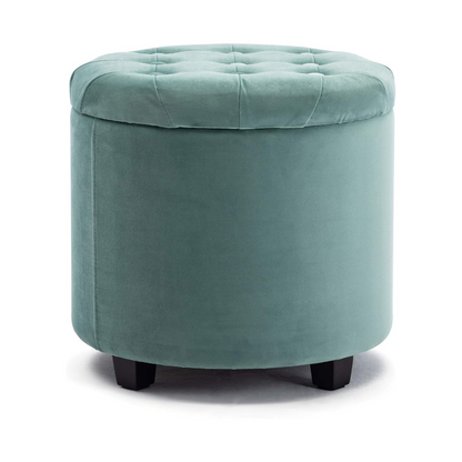 Chesterfield Velvet Ottoman With Storage, light green.