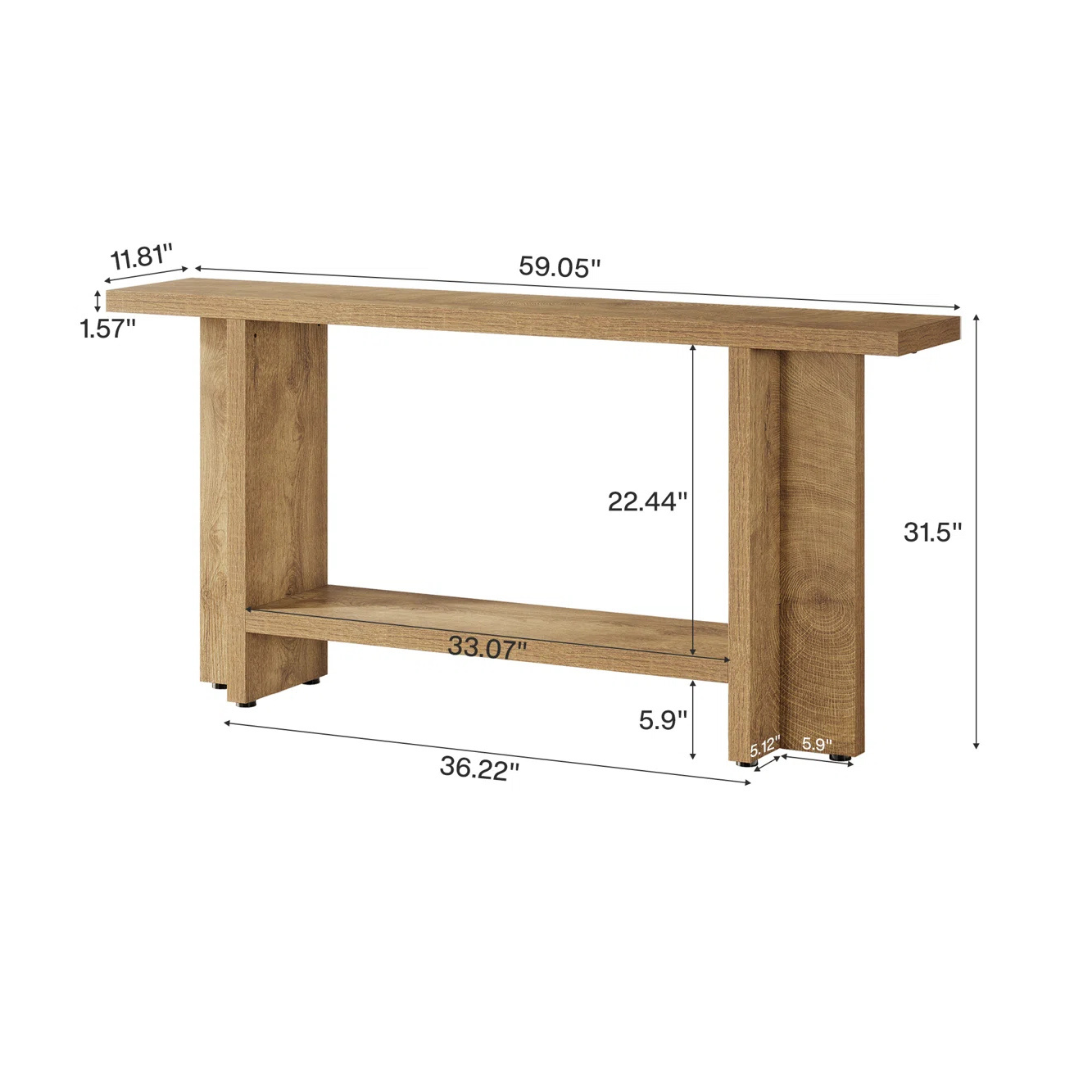 Chunky Wood Console Table, dimensions.