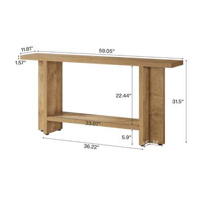 Chunky Wood Console Table, dimensions.