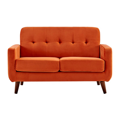 Contemporary 2-Seater Burnt Orange Sofa, white background.