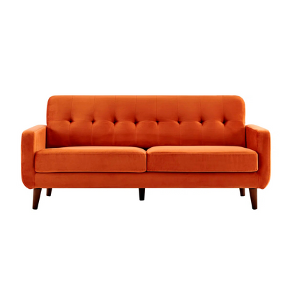 Contemporary 3-Seater Burnt Orange Sofa, white background, front view.