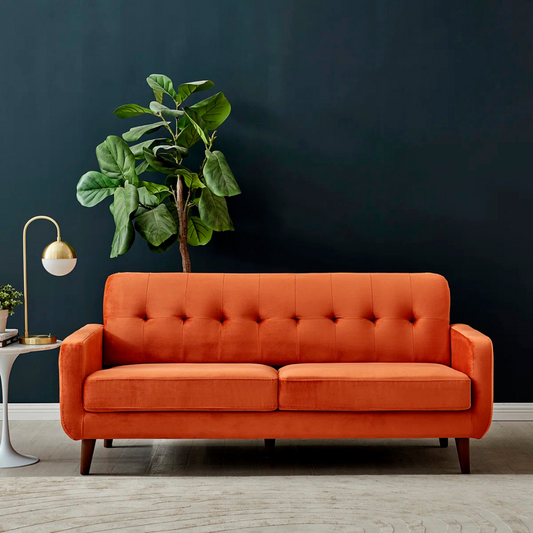Contemporary 3-Seater Burnt Orange Sofa, set in a modern home, front view.