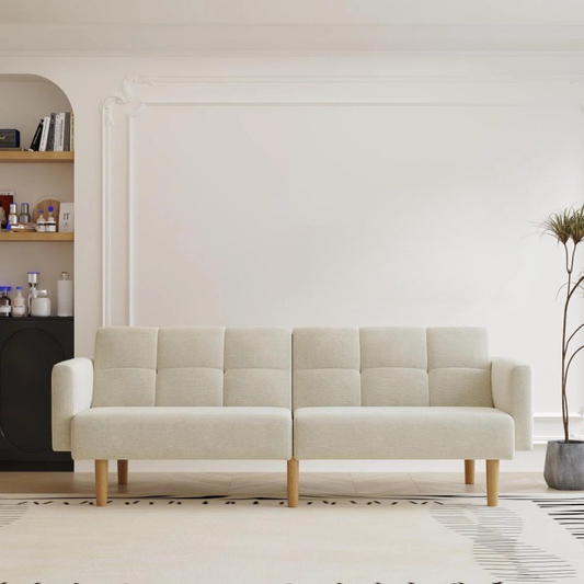 Contemporary Beige 3 Seater Sofa Bed