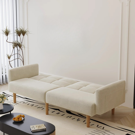Contemporary Beige 3 Seater Sofa Bed