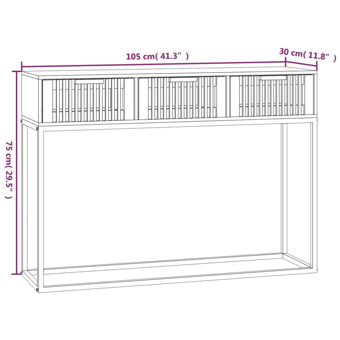 Contemporary Console Table With Drawers, dimensions.