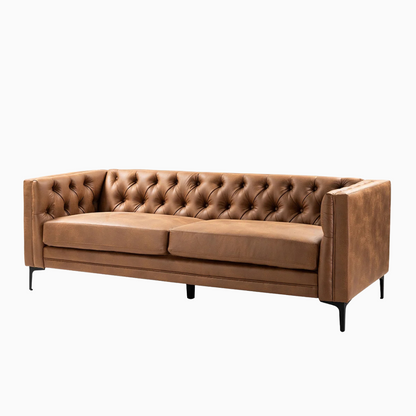 Contemporary Light Brown 3 Seater Sofa white background.