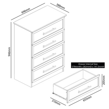 Contemporary Sage Green Chest Of Drawers, dimensions.