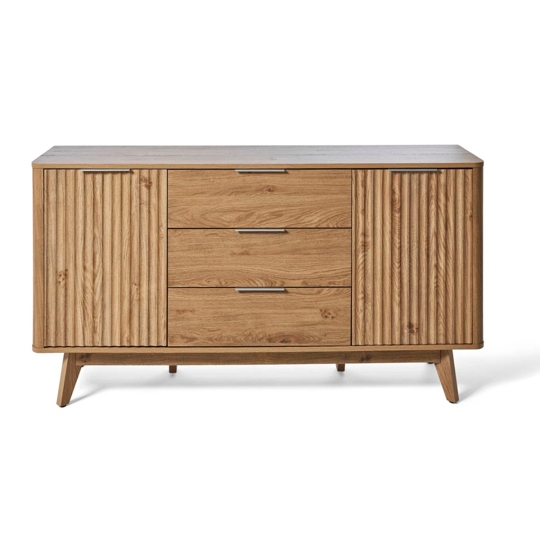Contemporary Sideboard With Storage, white background, front view.