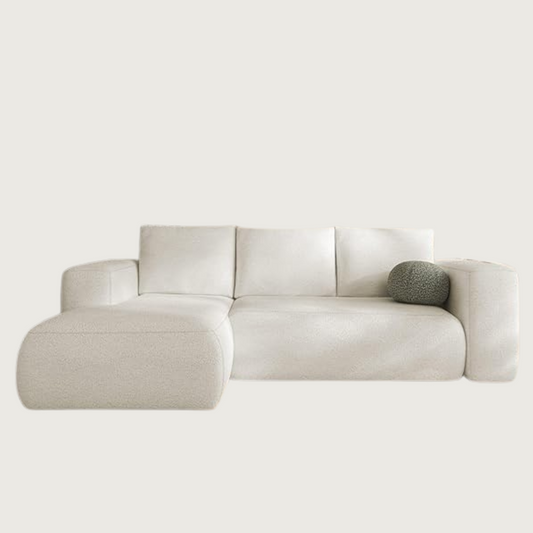 Cream L-Shape Modern Boucle Corner Sofa, Left Hand.