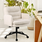 Cream Boucle Swivel Office Chair