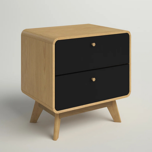 Curved Modern Luxury Bedside Table, studio background.