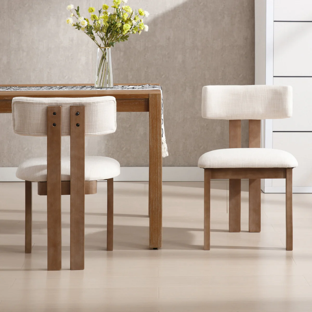 Curved Modern Wooden Dining Room Chair styled in a modern dining room