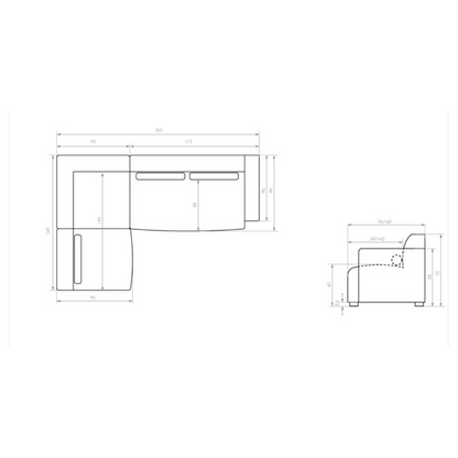 Dark Grey Contemporary Sofa Sectional Modular, dimensions.