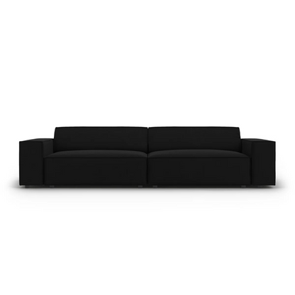 Deep Seat Modern 3 Seater Black Sofa, front view.