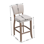 Fabric Beige Bar Stools With Back - Set Of Two