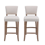 Fabric Beige Bar Stools With Back - Set Of Two