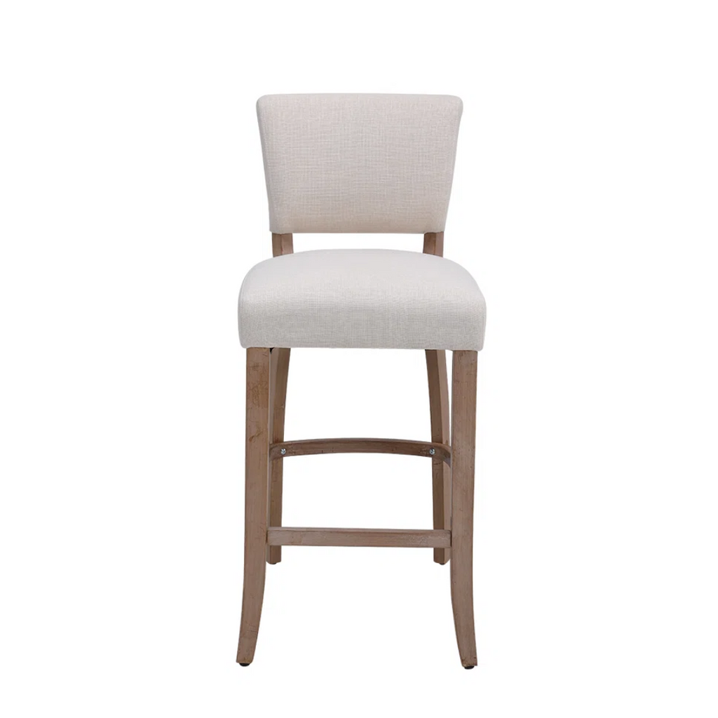 Fabric Beige Bar Stools With Back - Set Of Two