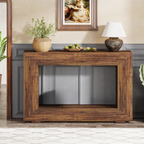 Frame Design Wooden Rustic Console Table, with panelled background in a traditional home.