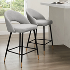 Grey Boucle Barstools Chairs - Set Of Two styled on a modern kitchen island
