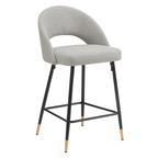 Grey Boucle Barstools Chairs - Set Of Two side view